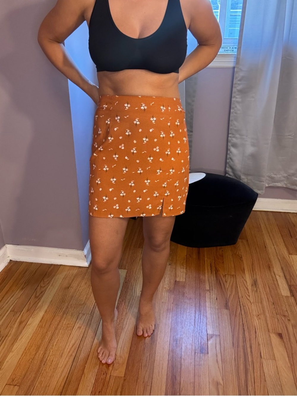 Women's Rust Floral Mini Skirt